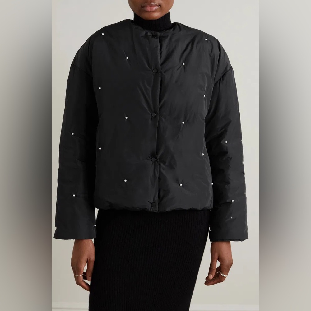 SLEEPER Pearl-Embellished Padded Jacket Black Jacket S/M.
